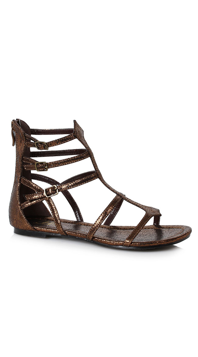 Metallic Gladiator Flat Sandals by Ellie Shoes