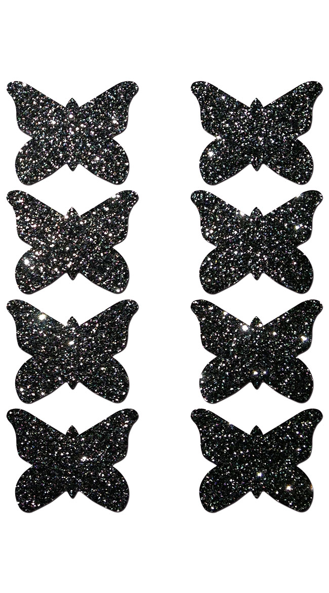 Mini Black Glitter Butterfly Pasties by Pastease / Black Butterfly Pasties