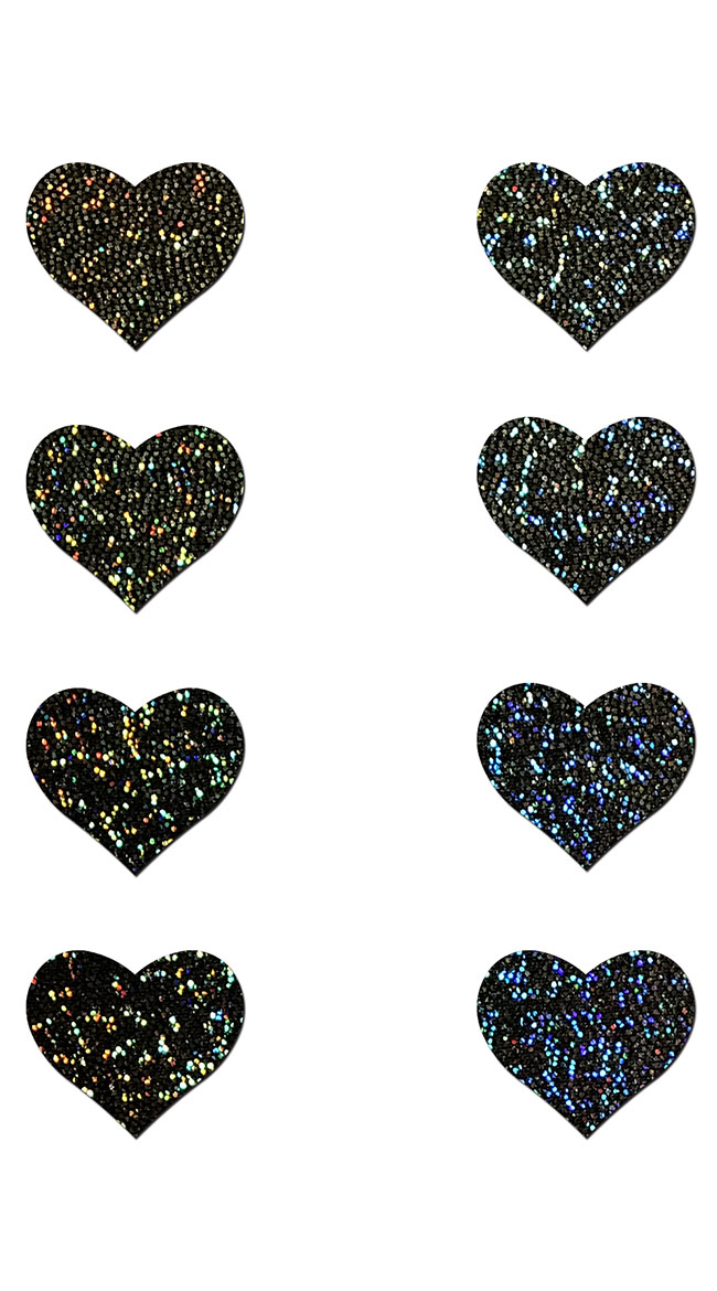 Mini Black Glitter Heart Pasties by Pastease / Black Heart Pasties
