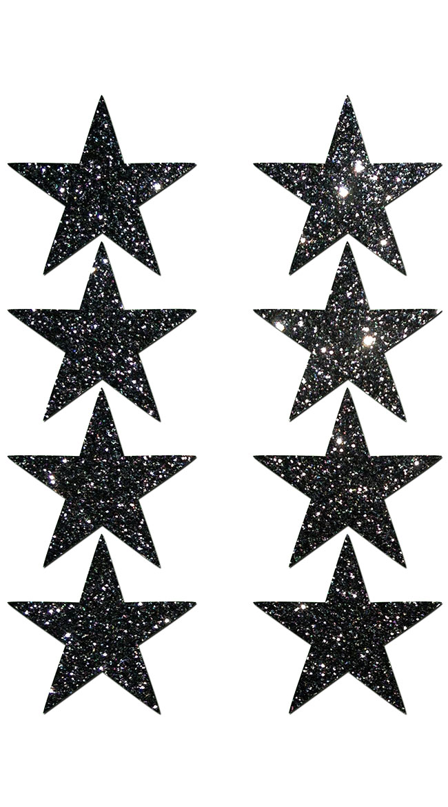 Mini Black Glitter Star Pasties by Pastease / Black Glitter Pasties