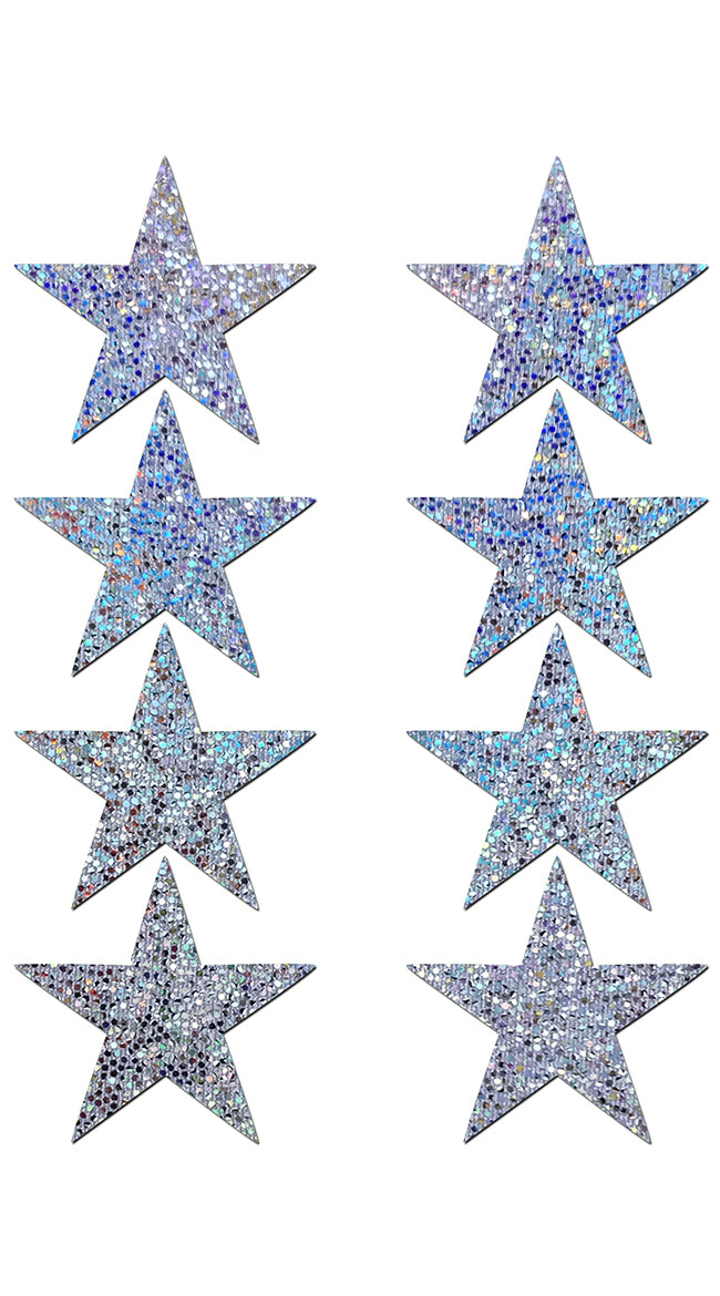 Mini Silver Glitter Star Pasties by Pastease / Silver Glitter Pasties