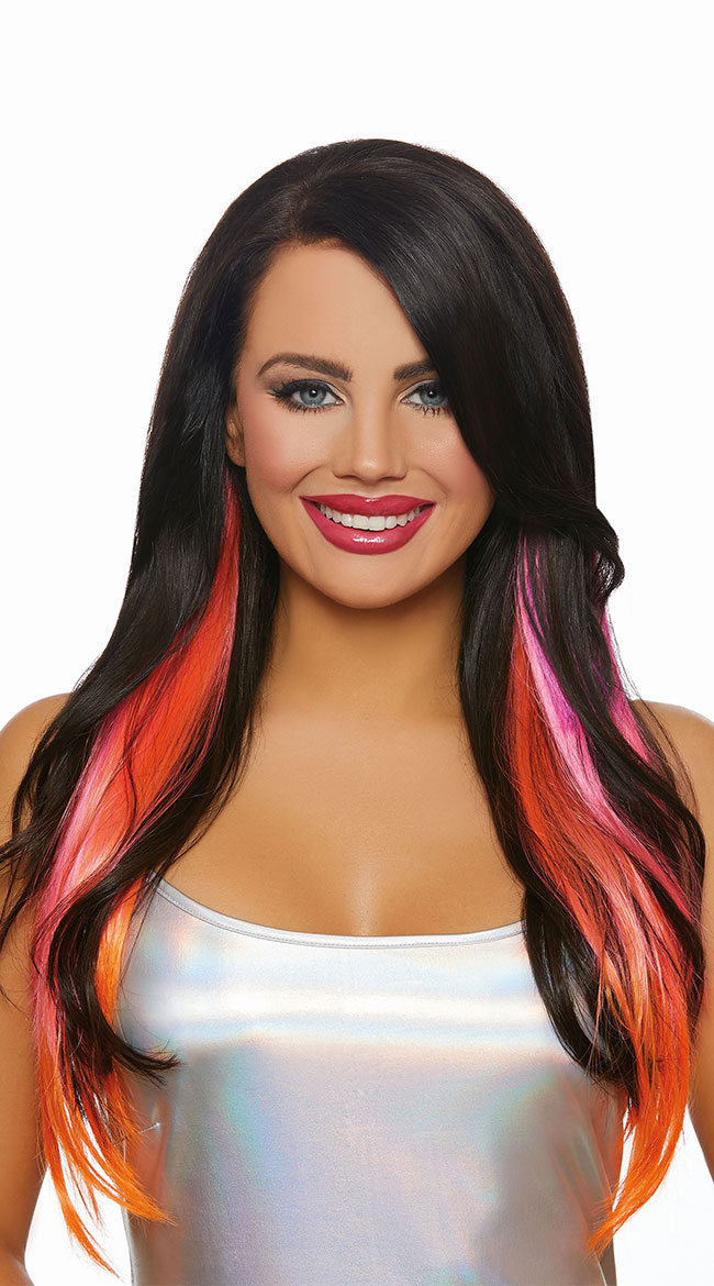 Neon Pink and Orange Hair Extensions by Dreamgirl - sexy lingerie