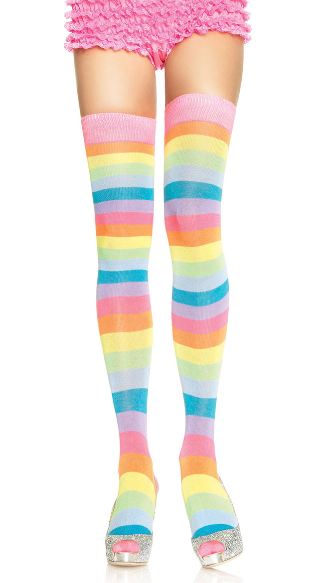 Neon Striped Thigh Highs by Leg Avenue