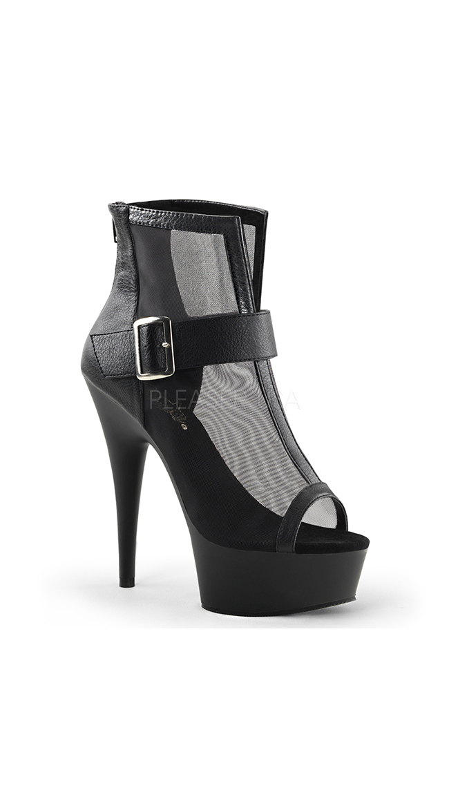 Netted Statement 6 Inch Open Toe Bootie by Pleaser