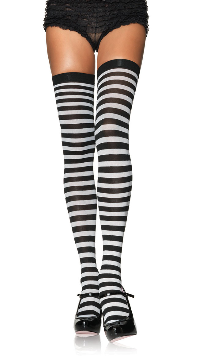 Nylon Striped Stockings by Leg Avenue