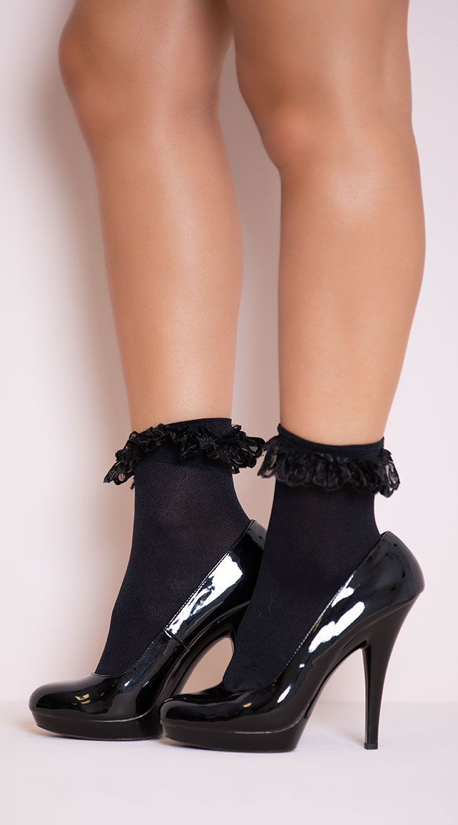 Opaque Anklet with Ruffled Lace by Music Legs