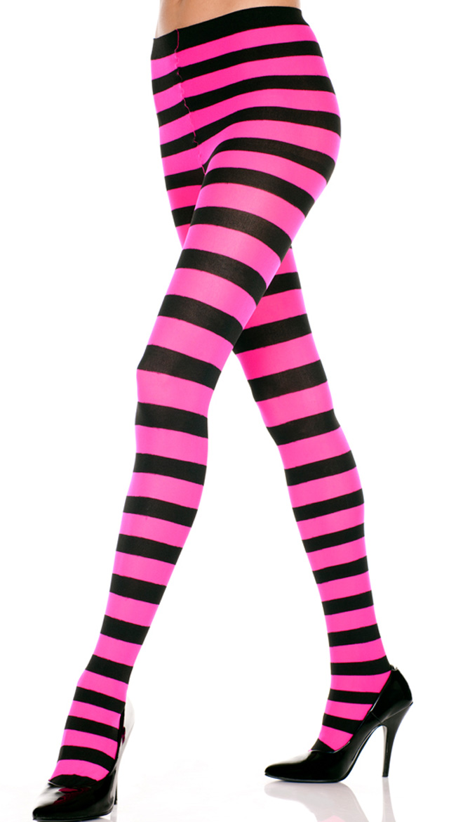 Opaque Wide Striped Tights by Music Legs