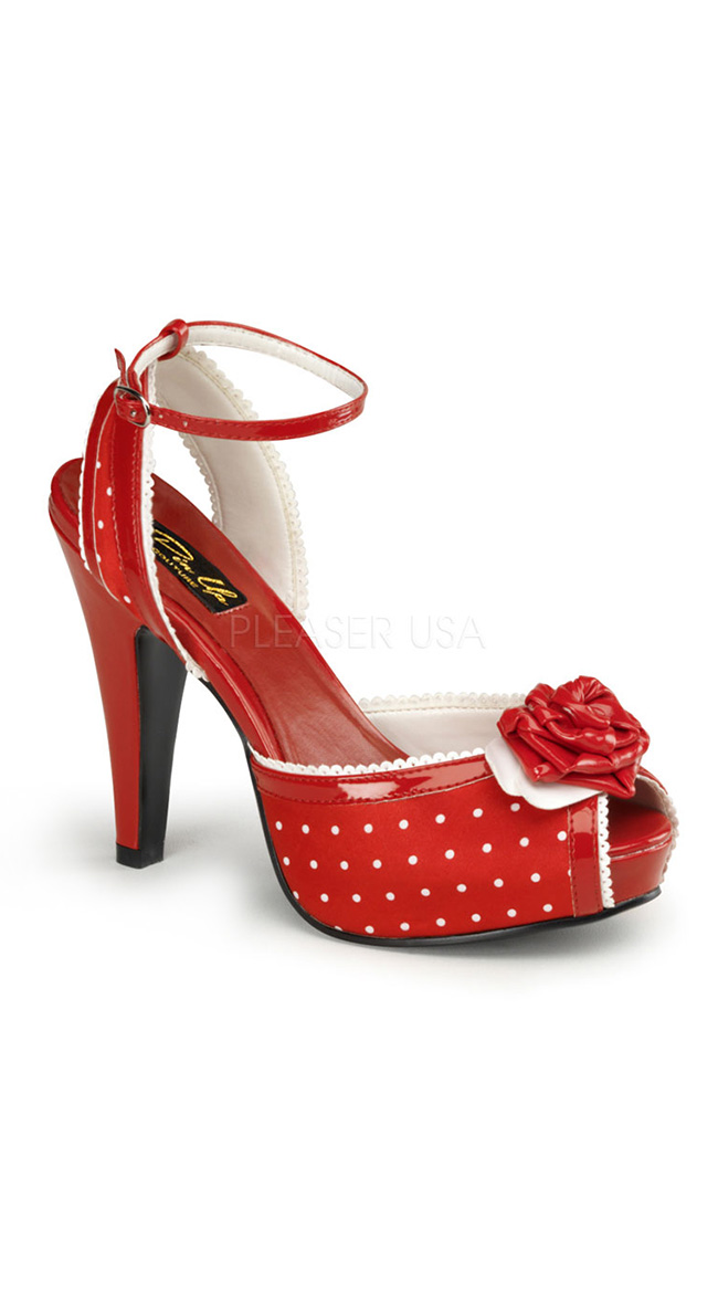 Patterned Peep Toe Sandal with Ankle Strap by Pleaser