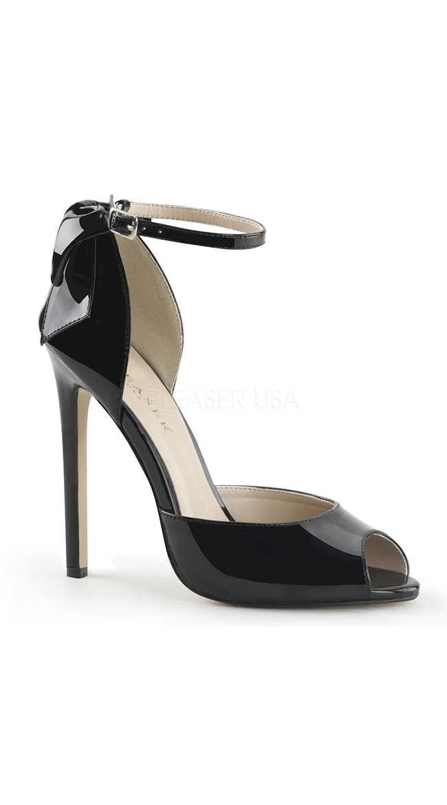Peep Toe Pumps with Ankle Strap and Bow by Pleaser