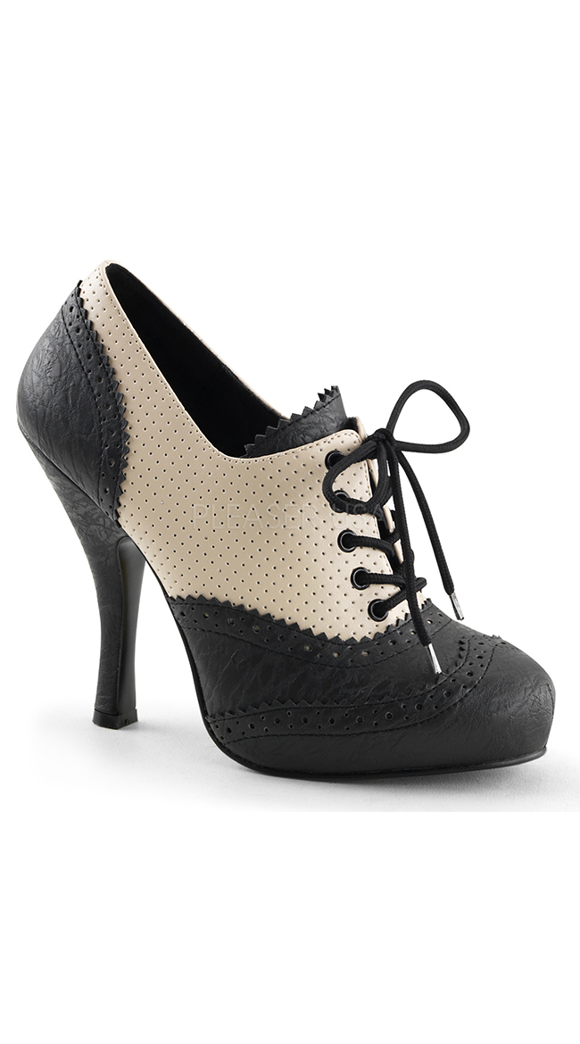 Perforated Lace Up Oxford Bootie by Pleaser