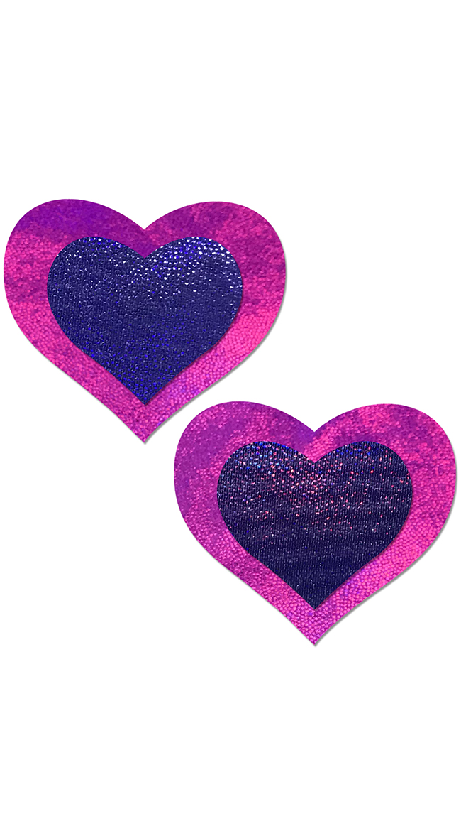 Pink and Purple Holographic Heart Pasties by Pastease