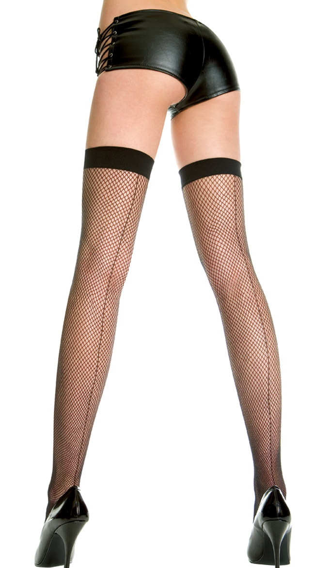 Plus Size Backseam Fishnet Thigh Highs by Music Legs