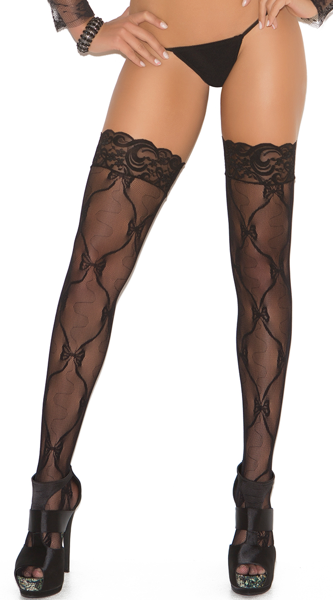 Plus Size Bow Lace Stockings by Elegant Moments
