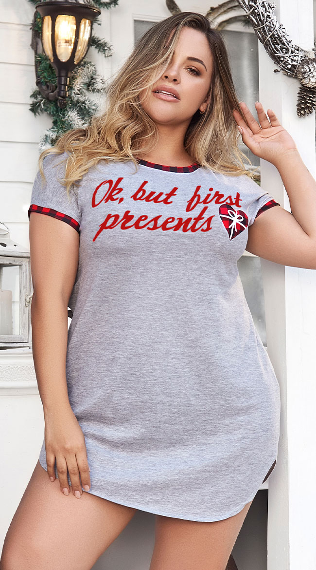 Plus Size But First Presents Sleep Shirt by Mapale