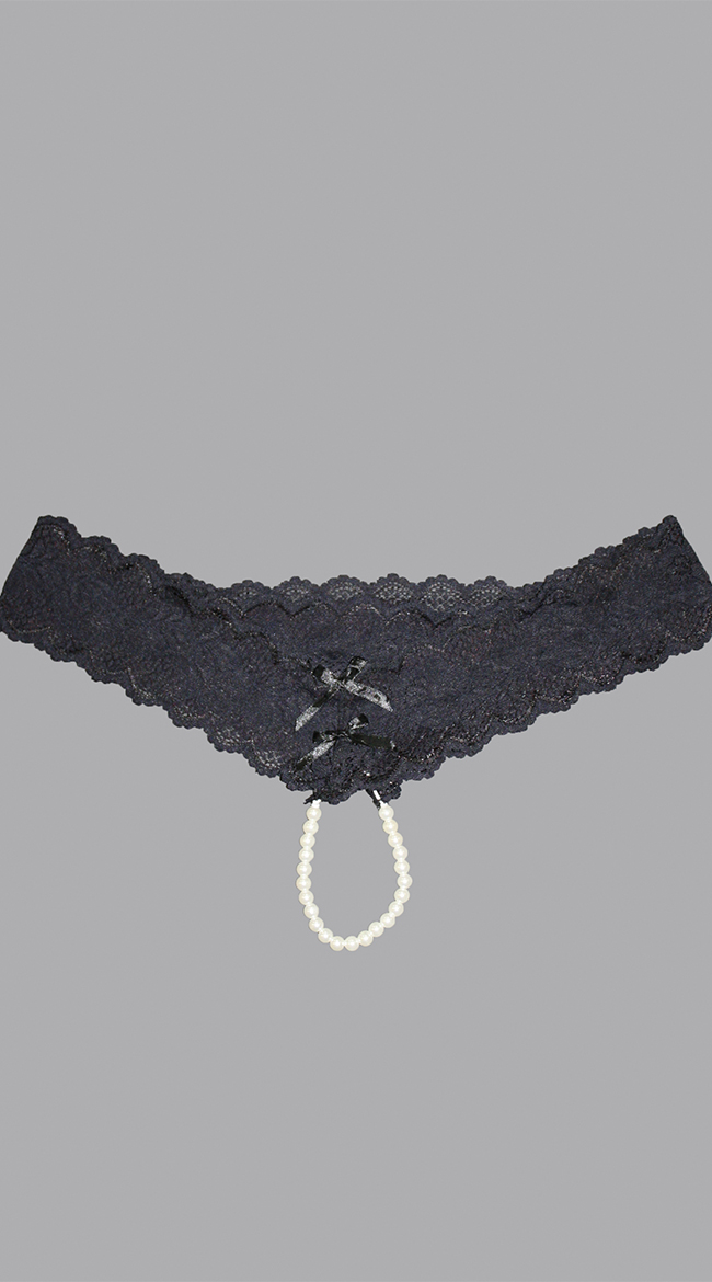 Plus Size Cheeky Lace Pearl String G-String by iCollection