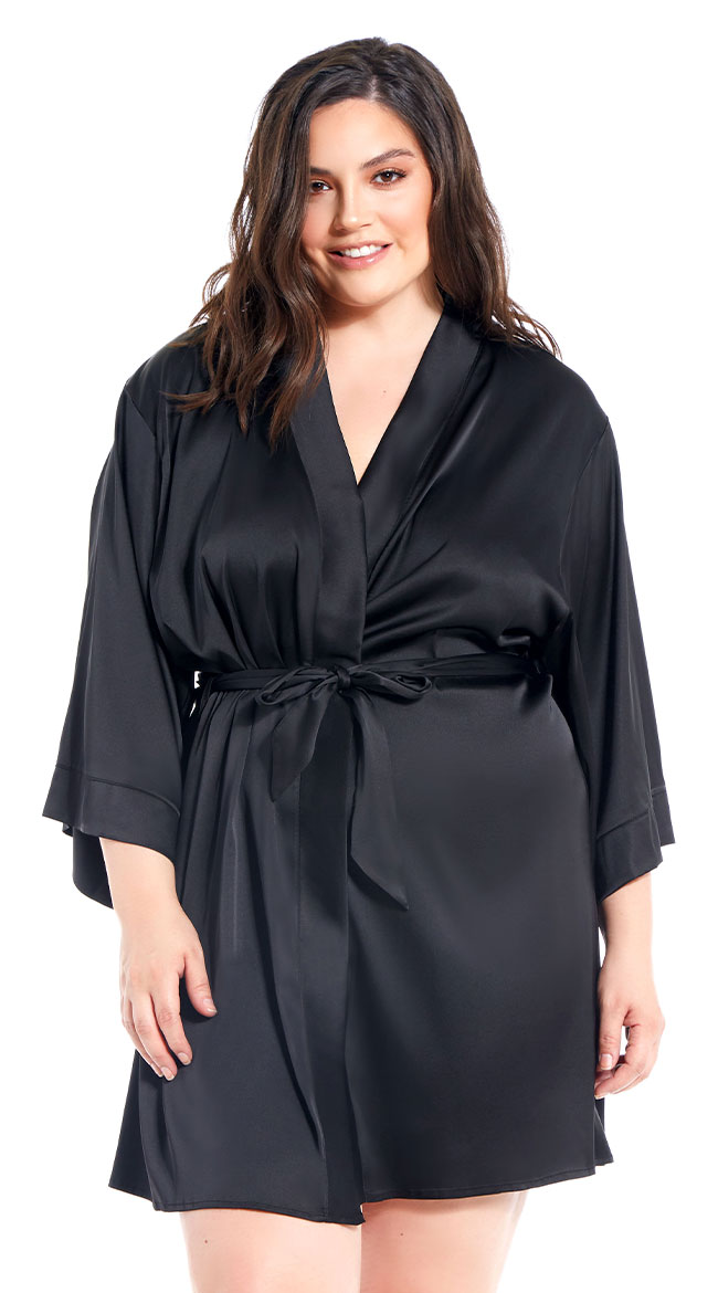 Plus Size Coffee Break Satin Chemise by iCollection