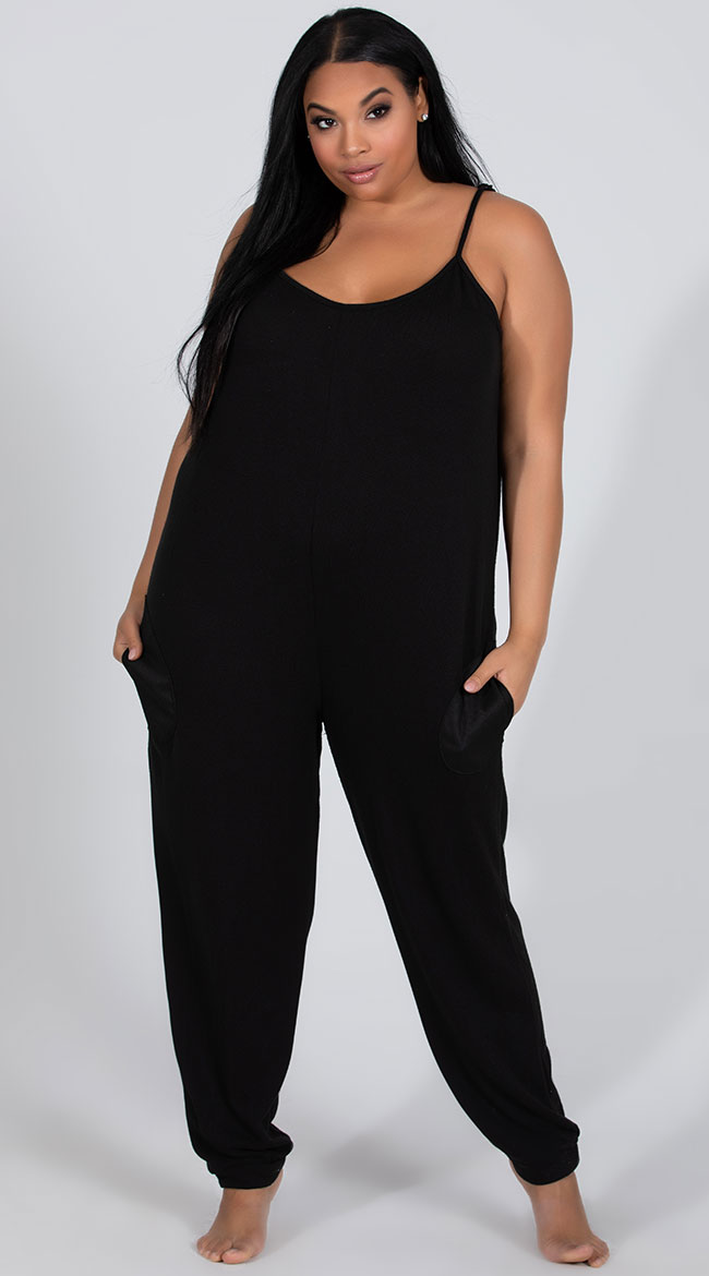 Plus Size Comfy Pajama Pocket Jumpsuit by Roma