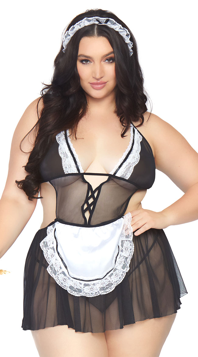 Plus Size Dirty Fantasies French Maid by Leg Avenue