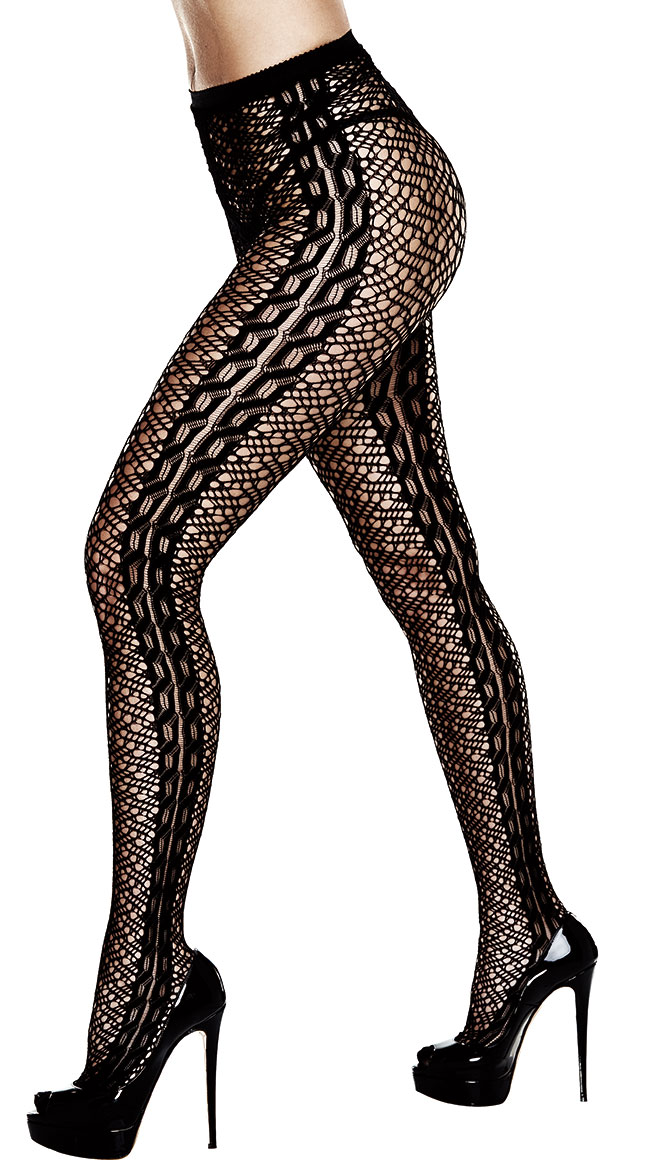 Plus Size Embroidered Net Pantyhose by Baci