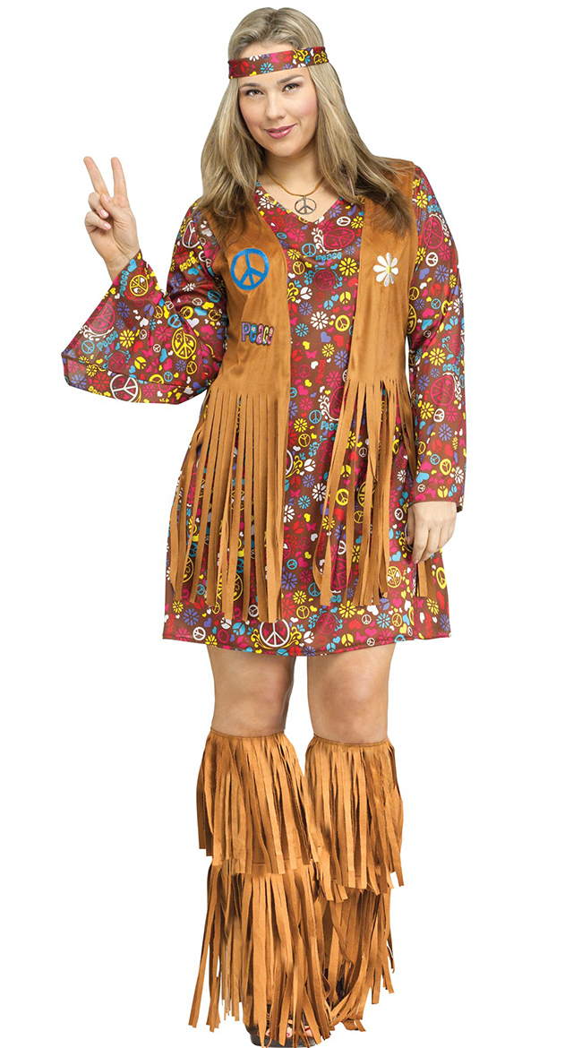 Plus Size Flower Child Hippie Costume by Fun World - sexy lingerie