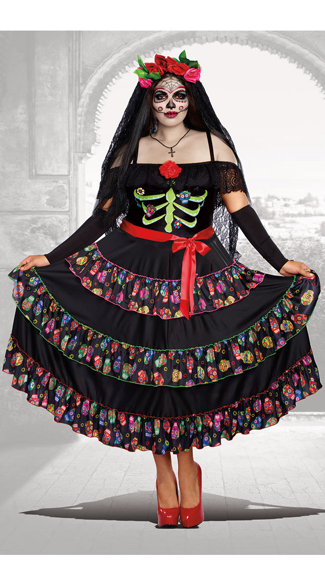 Plus Size Lady Of The Dead Costume by Dreamgirl