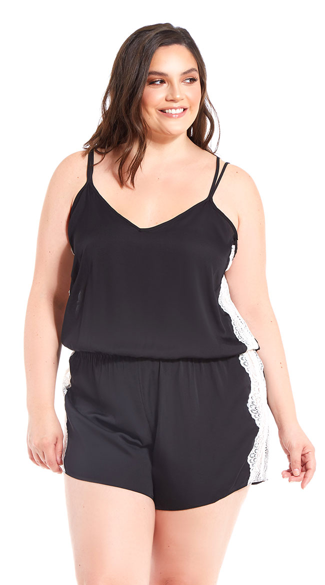 Plus Size Lazy Sundays Satin Romper by iCollection