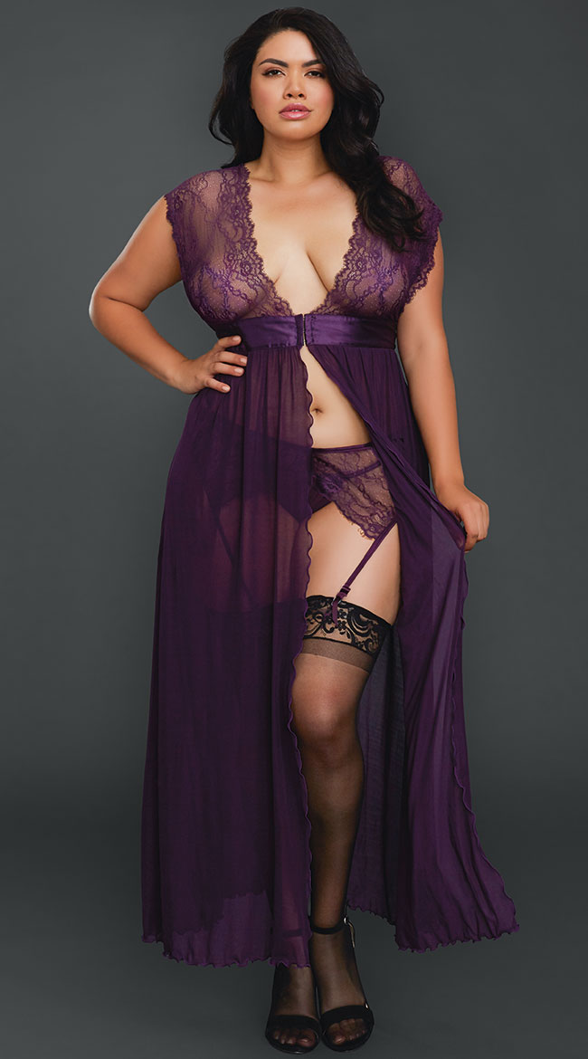 Plus Size Locked Away Lover Lingerie Gown by Dreamgirl