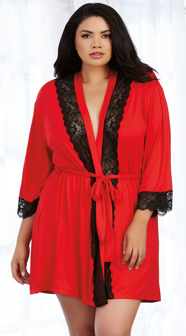 Plus Size Lust For Me Jersey Robe by Dreamgirl