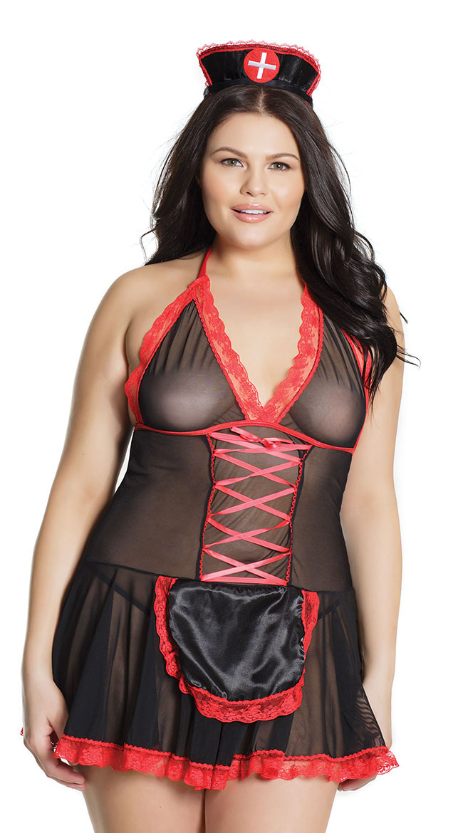 Plus Size Mouth To Mouth Lingerie Costume by Coquette