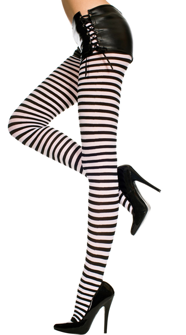 Plus Size Opaque Striped Tights by Music Legs