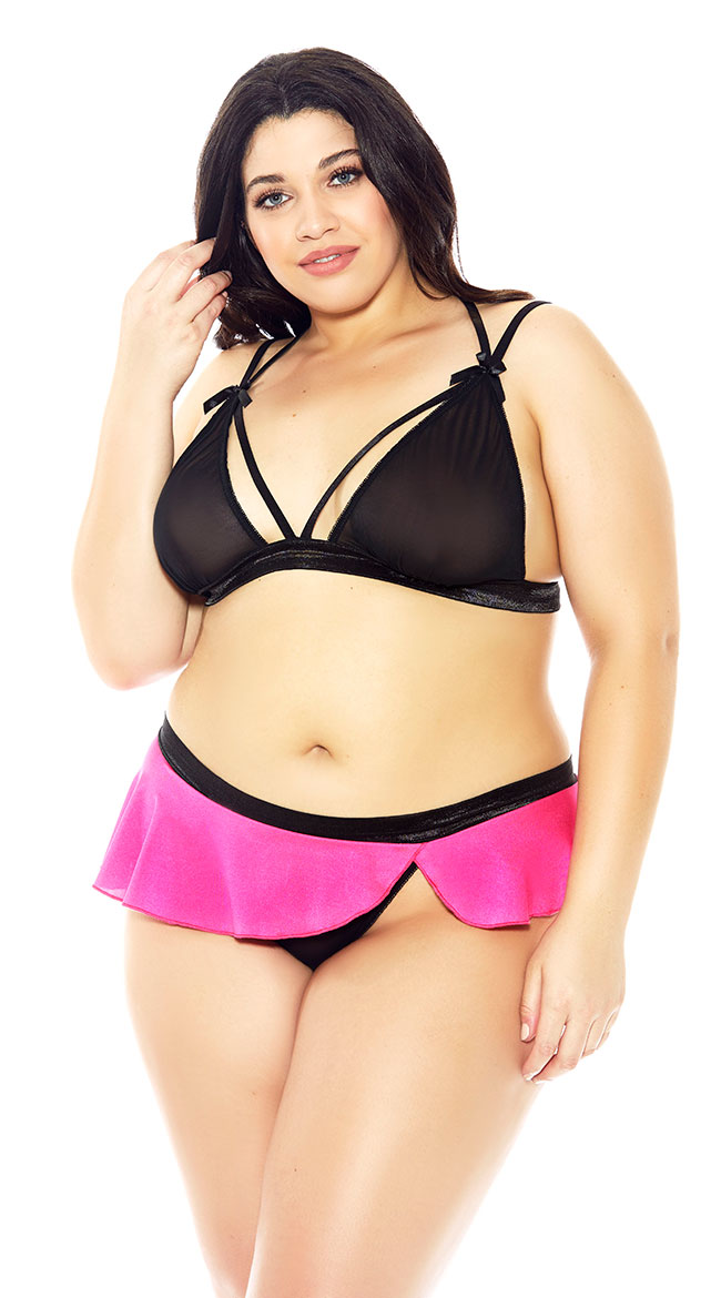 Plus Size Pink Passion Skirted Bra Set by Glitter