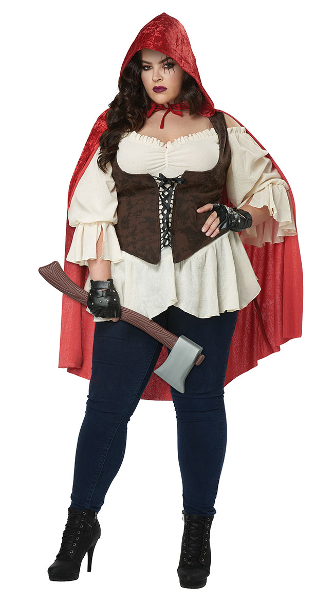 Plus Size Red Hooded Wolf Slayer Costume by California Costumes
