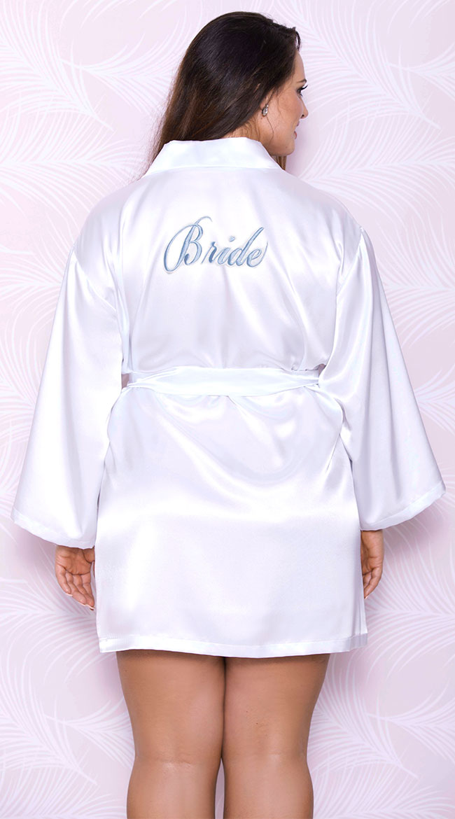 Plus Size Satin Bride Robe by iCollection