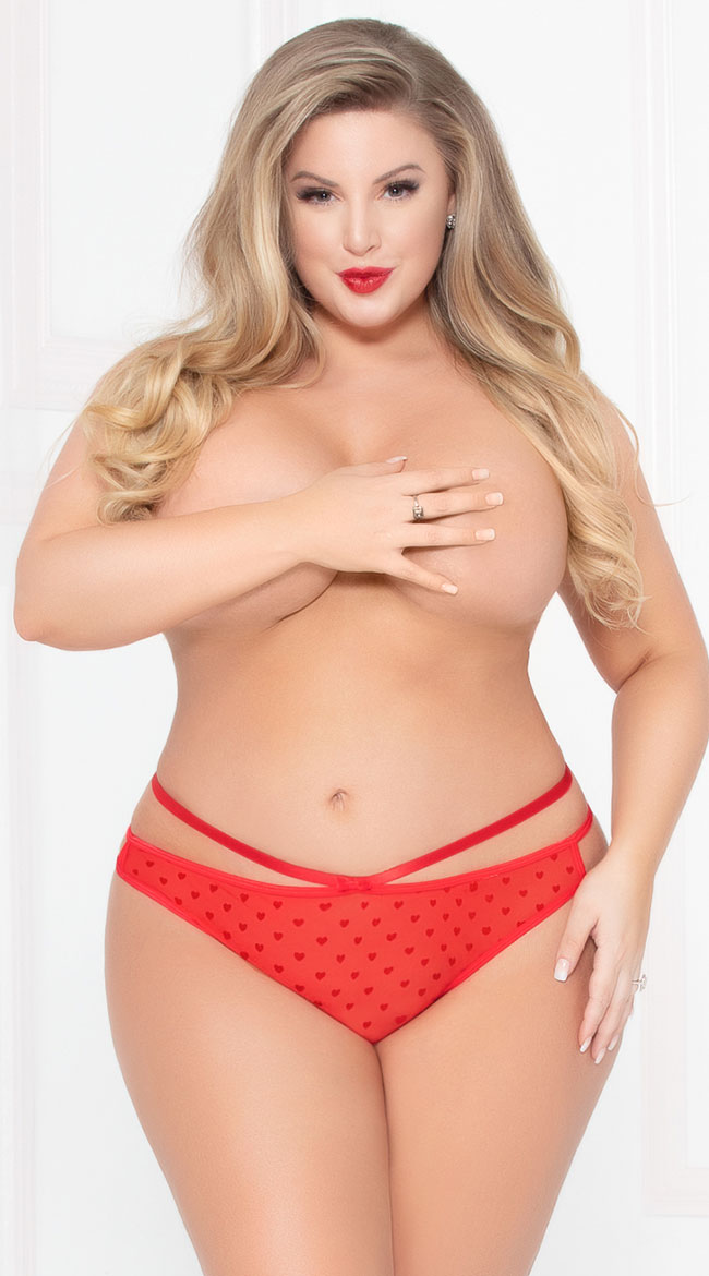Plus Size Strappy Dotted Lace Panty by Seven 'Til Midnight