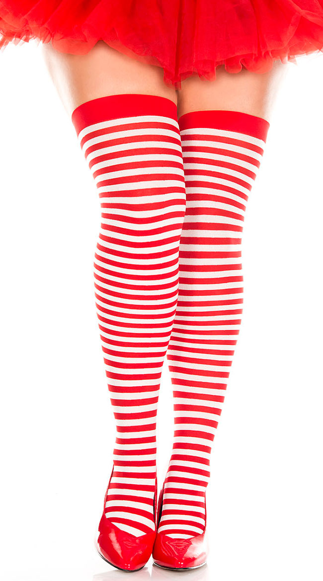 Plus Size Striped Thigh Highs by Music Legs