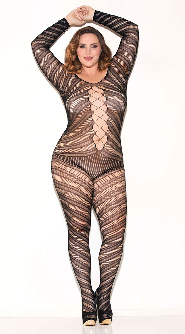 Plus Size Stripped Down Bodystocking by Glitter