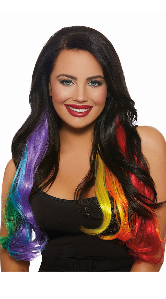 Primary Rainbow Hair Extensions by Dreamgirl - sexy lingerie