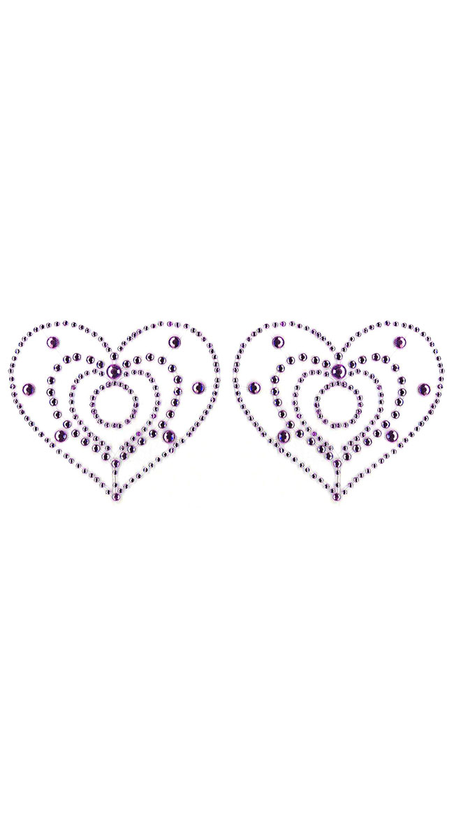 Purple Crystal Heart Nipple Pasties by XGEN Products - sexy lingerie