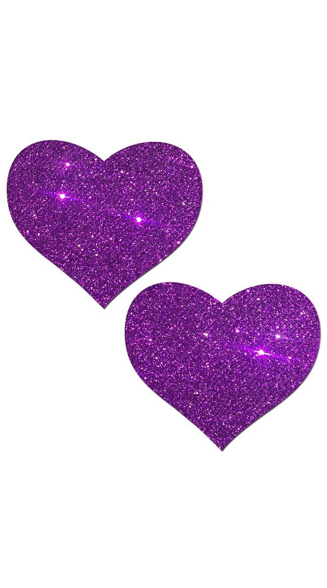 Purple Glittering Heart Pasties by Pastease / Purple Heart Pasties