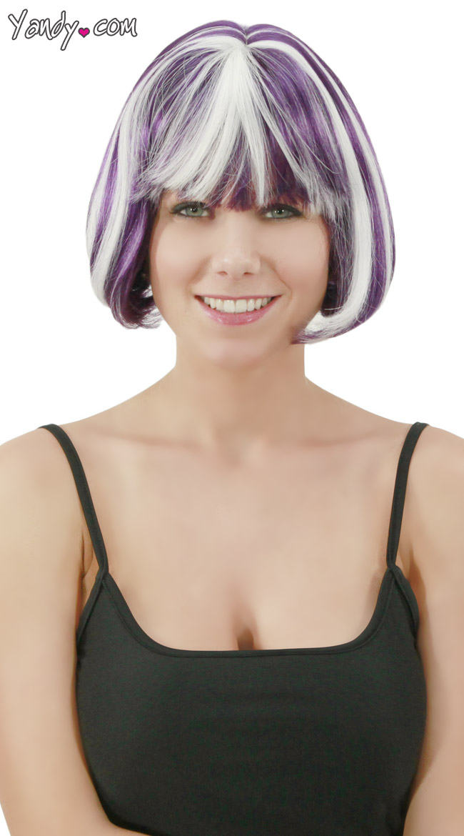 Purple Glow In the Dark Bobbed Wig by West Bay