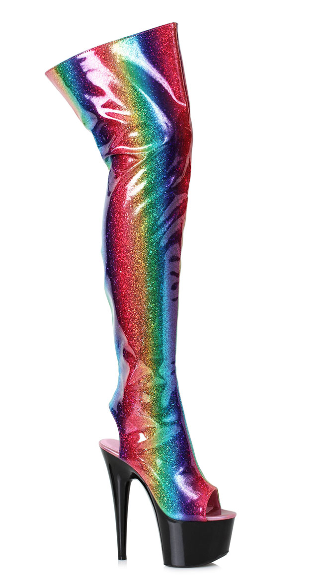 Rainbow Heeled GoGo Boot by Ellie Shoes