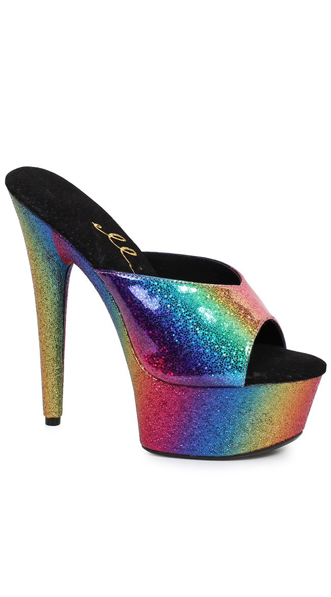 Rainbow Heeled Mule Sandal by Ellie Shoes
