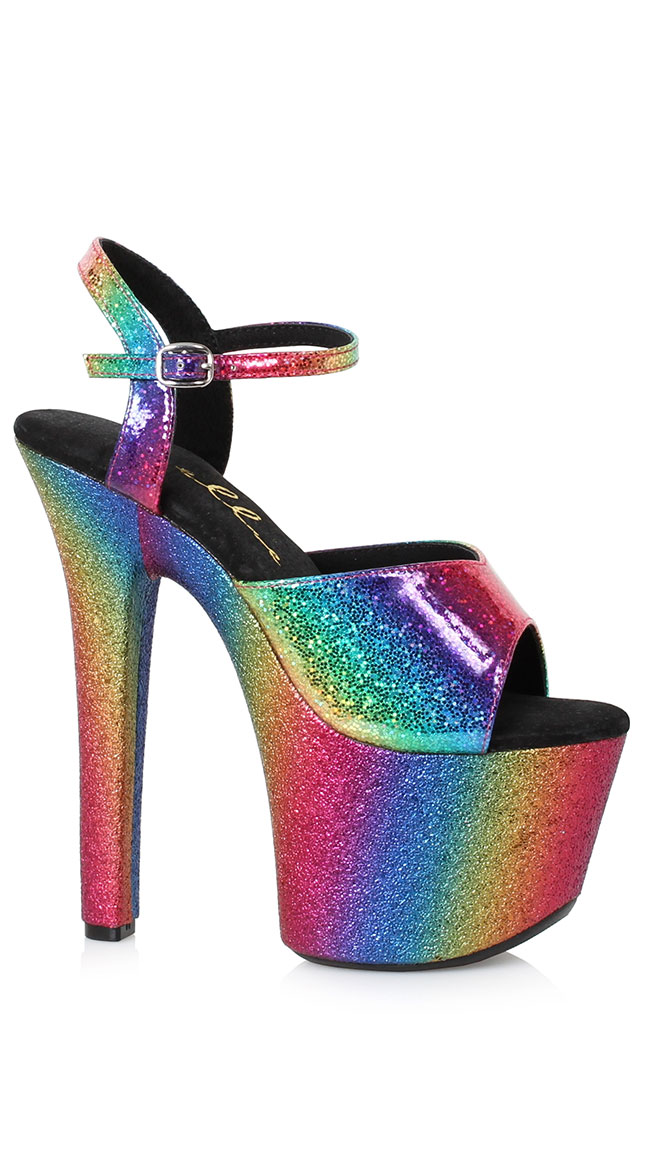 Rainbow Platform Stiletto Sandal by Ellie Shoes