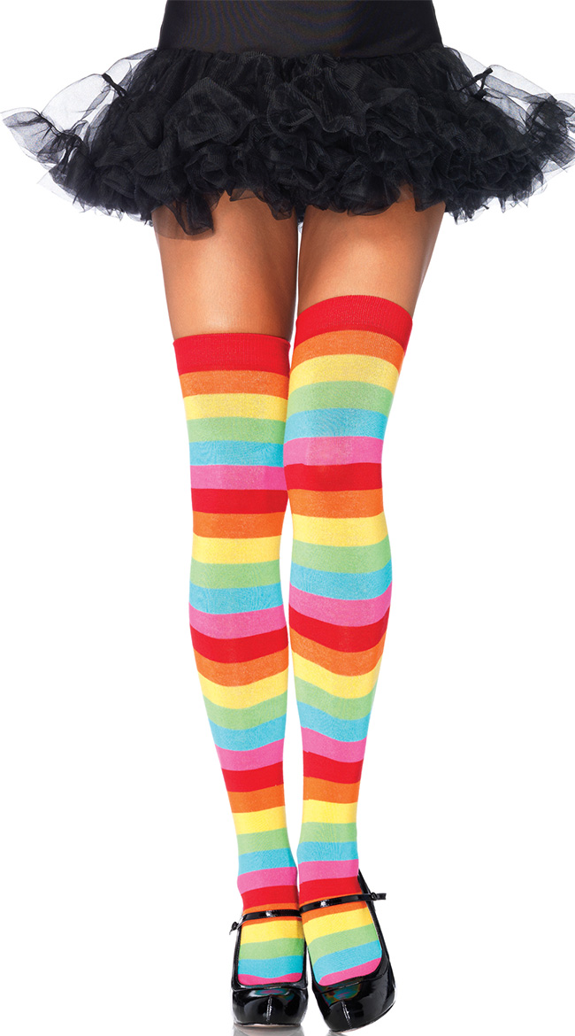 Rainbow Thigh Highs by Leg Avenue / Rainbow Striped Thigh Highs