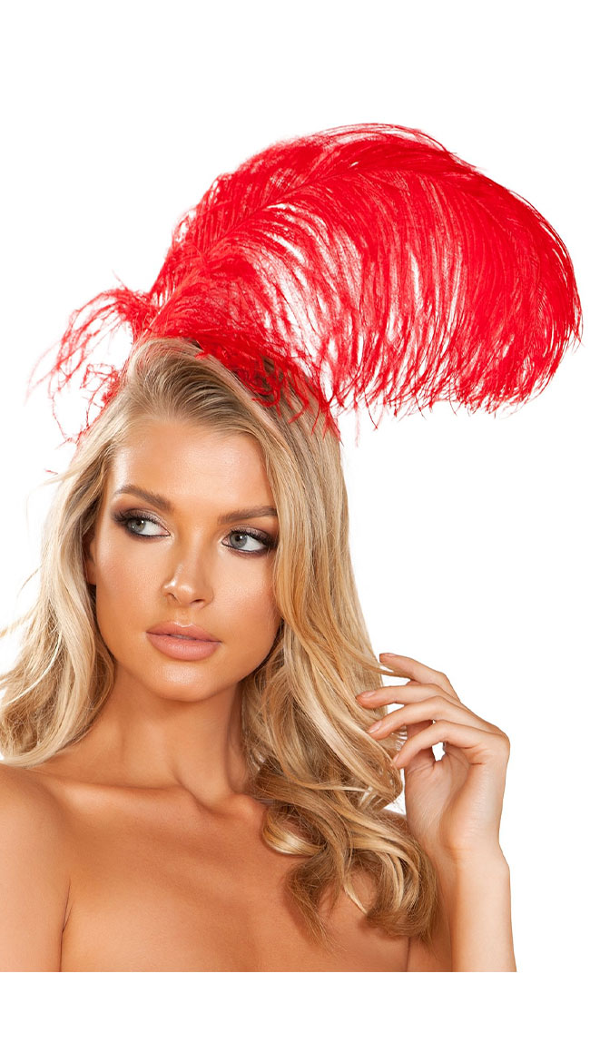 Red Feather Headband by Roma - sexy lingerie