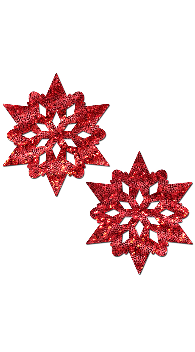 Red Glittery Snowflake Pasties by Pastease - sexy lingerie
