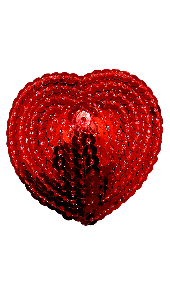 Red Sequin Heart Pasties by Hauty - sexy lingerie