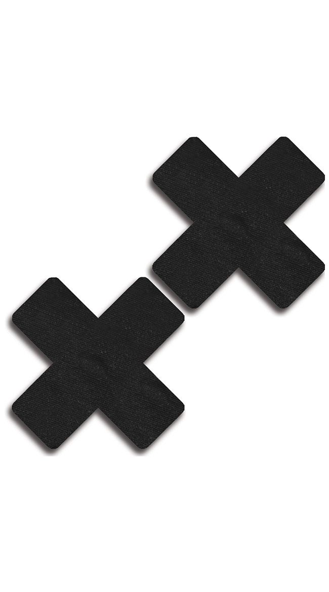 Satin Black Cross Pasties by Glitter / Black Pasties