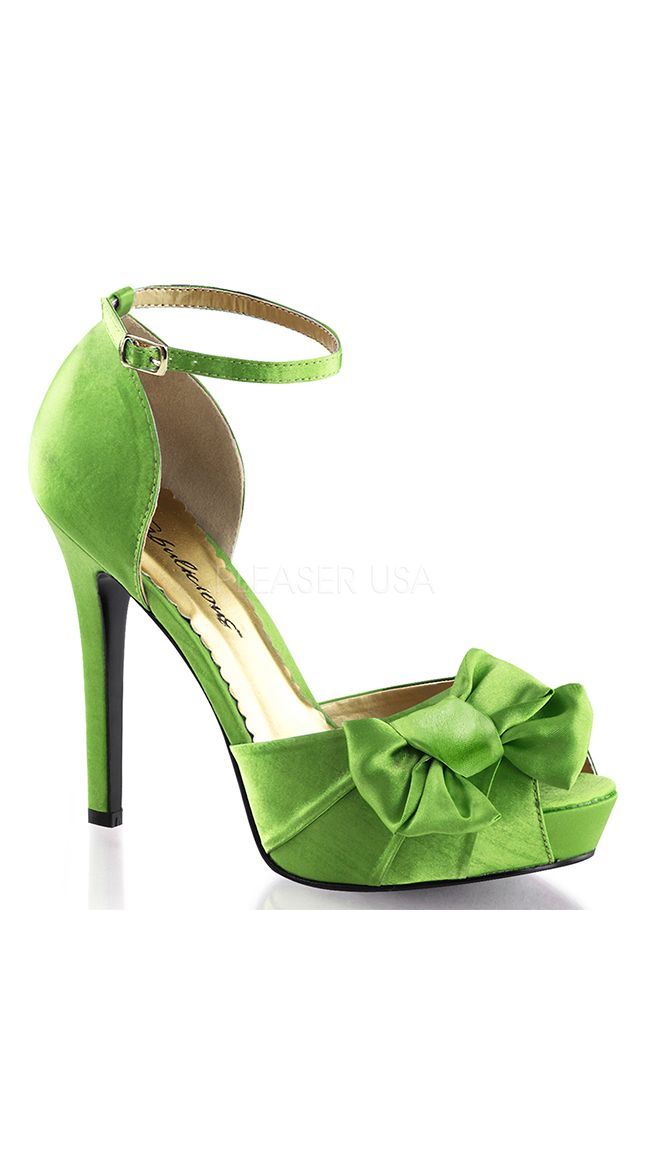 Satin Peep Toe Sandals with Ankle Strap and Bow by Pleaser