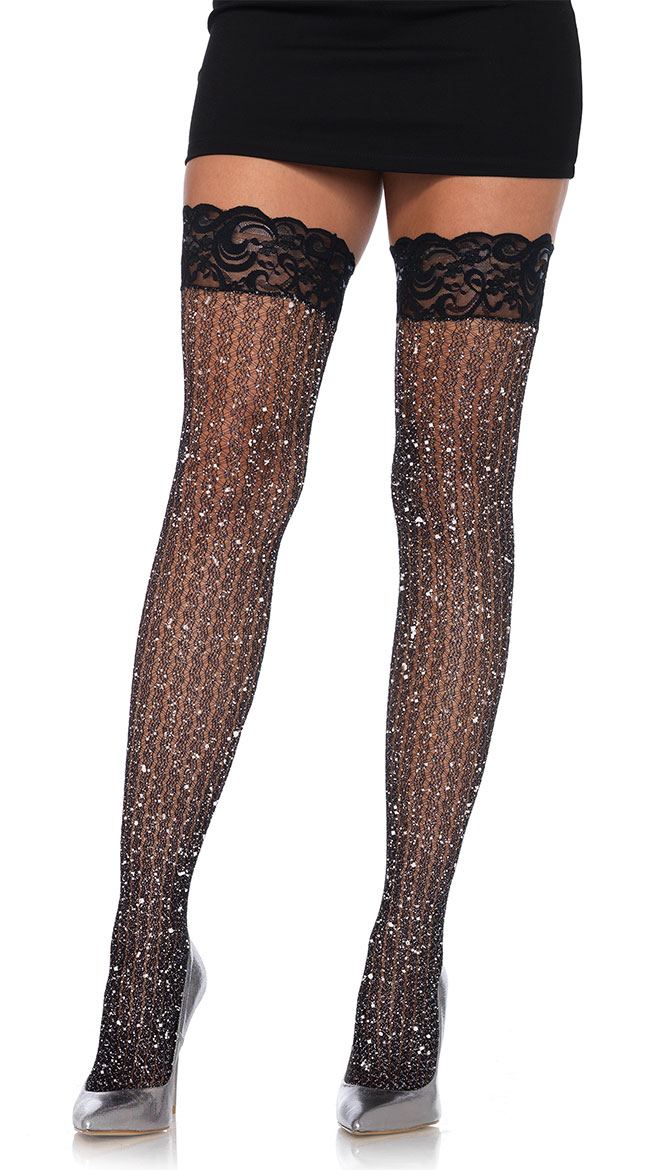 Shimmering Cable Net Thigh Highs by Leg Avenue